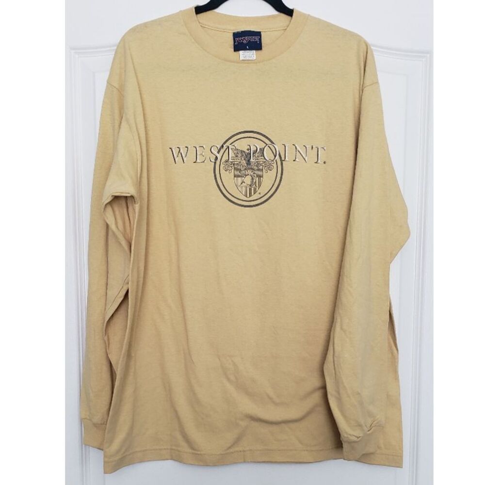 Jansport Long‎ Sleeve Butter Yellow West Point T-shirt Mens Size L Collegiate